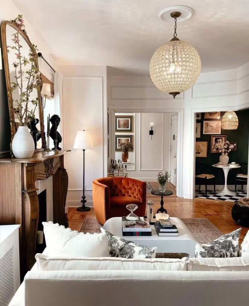 Vintage Sphere Crystal Chandelier with Dark Bronze or French Gold Finish – Designer Metal &