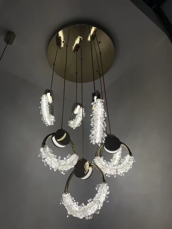 Modern Crystal Butterfly Pendant Light with Gold / chrome Finish Stainless Steel Frame LED