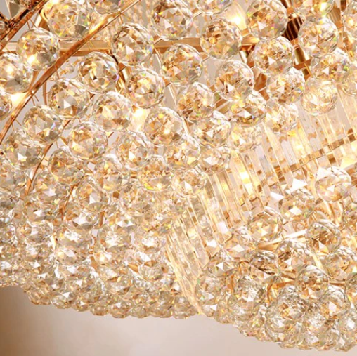 Oversized Luxury Multi-Layers Gold Crystal Chandelier for High-Ceiling Living Room / foyer
