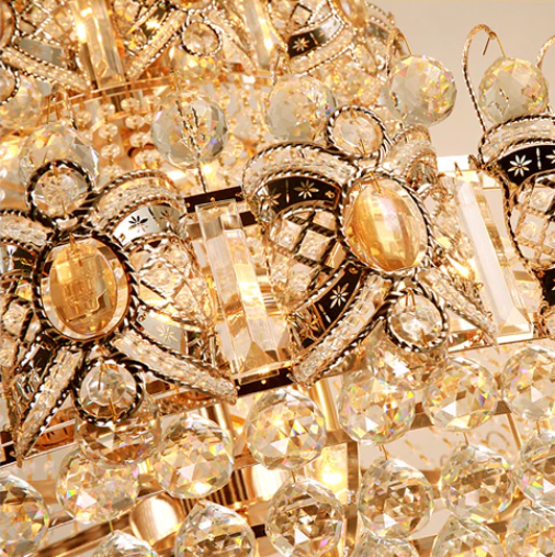Oversized Luxury Multi-Layers Gold Crystal Chandelier for High-Ceiling Living Room / foyer