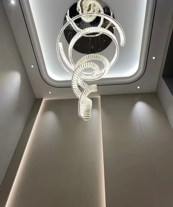 Designer Foyer Living Room Ceiling Light Stylish Spiral Crystal Chandelier for Hotel Entrance