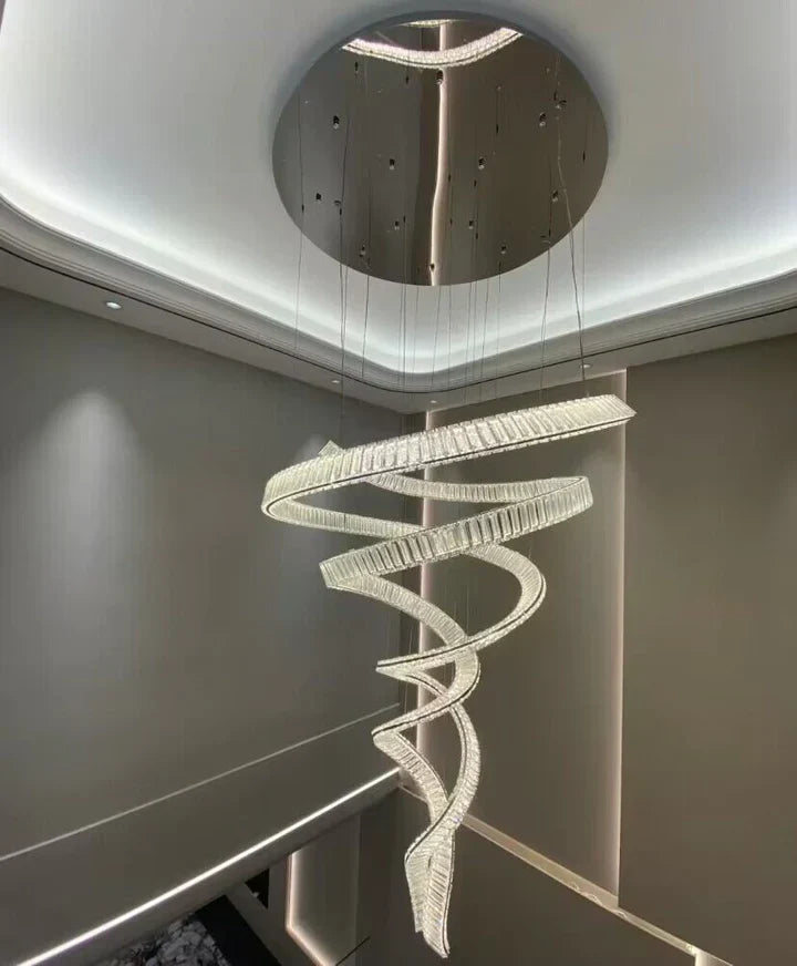 Designer Foyer Living Room Ceiling Light Stylish Spiral Crystal Chandelier for Hotel Entrance