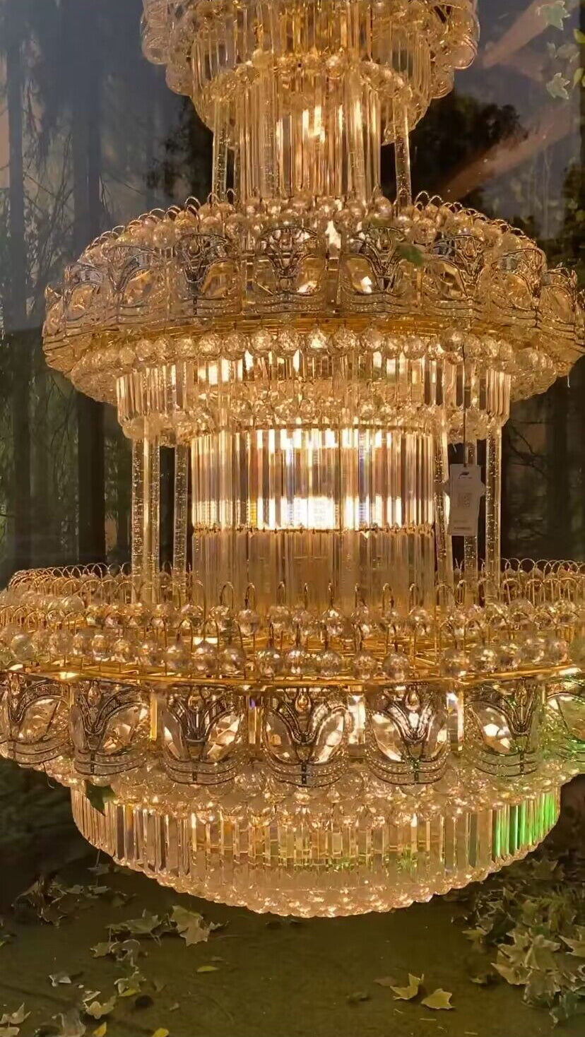 Golden Era Oversized 3-Tiered Art Empire Crystal Chandelier Traditional Luxury Foyer / hallway Ceiling Light