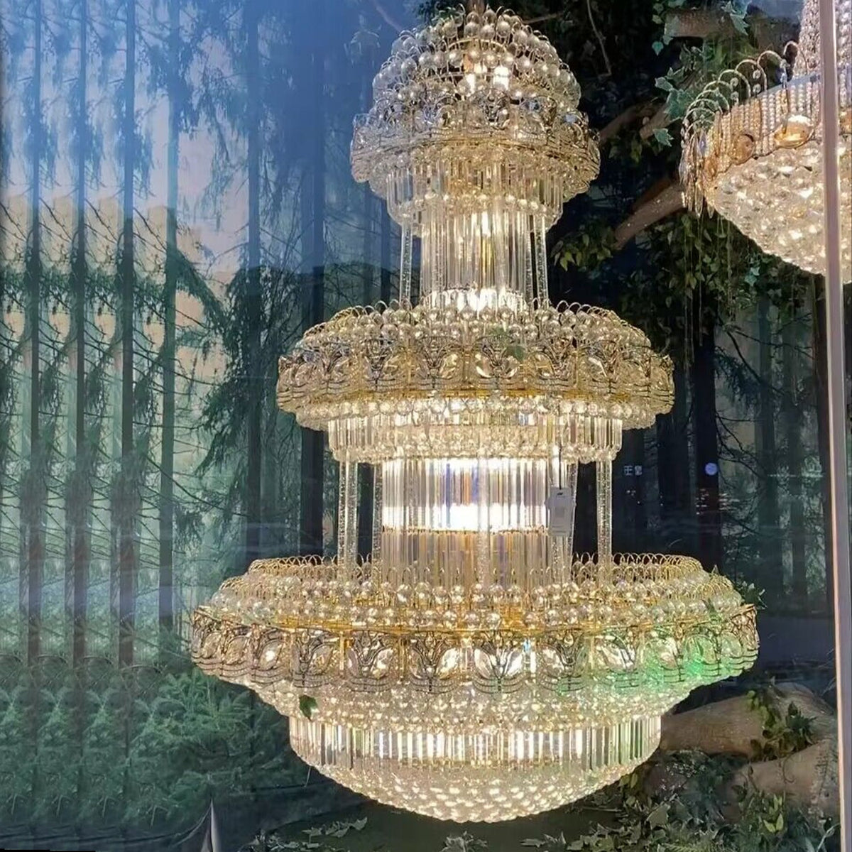 Golden Era Oversized 3-Tiered Art Empire Crystal Chandelier Traditional Luxury Foyer / hallway Ceiling Light