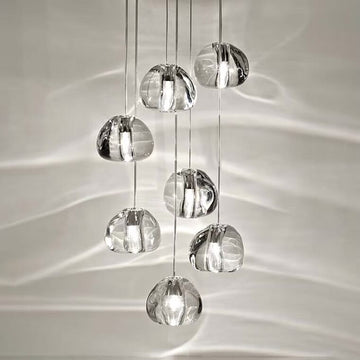 American Cascade Spiral Cherry Crystal Air Bubbles Pendant Chandelier for Staircase
