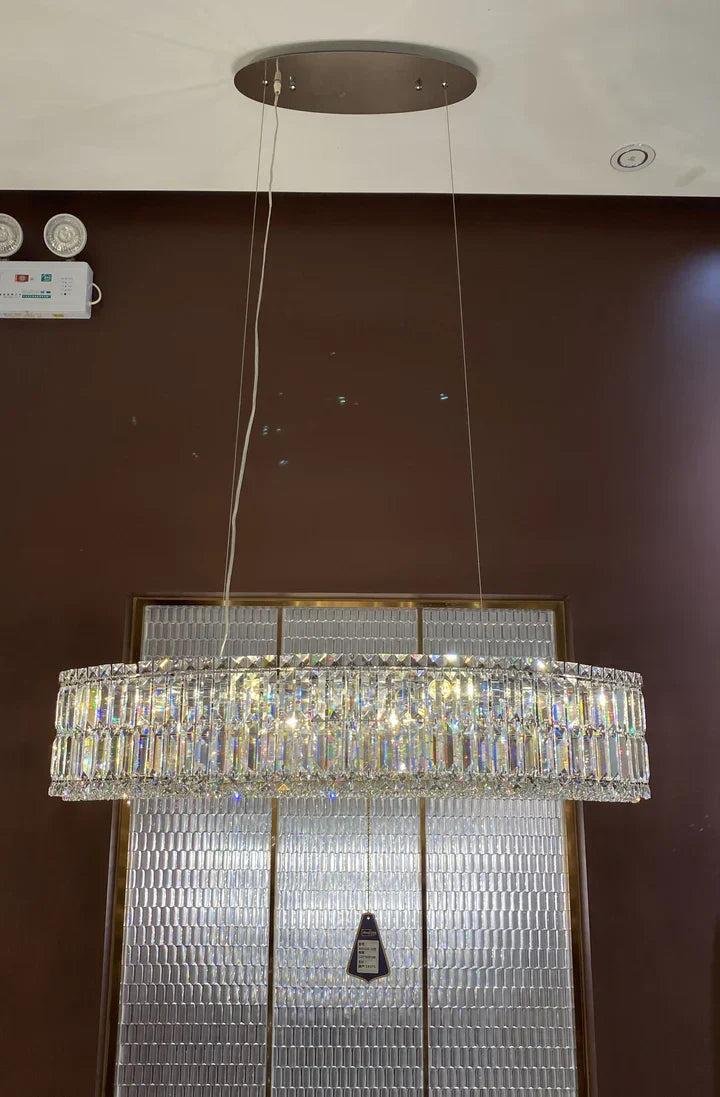 Modern Silver Ceiling Round / rectangle Crystal Chandelier Set for Living Room / dining Room / Bedroom