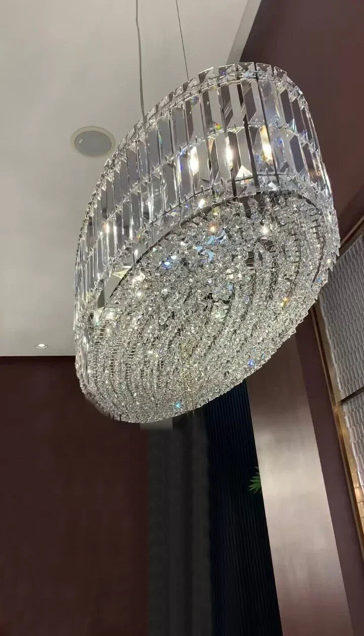 Modern Silver Ceiling Round / rectangle Crystal Chandelier Set for Living Room / dining Room / Bedroom