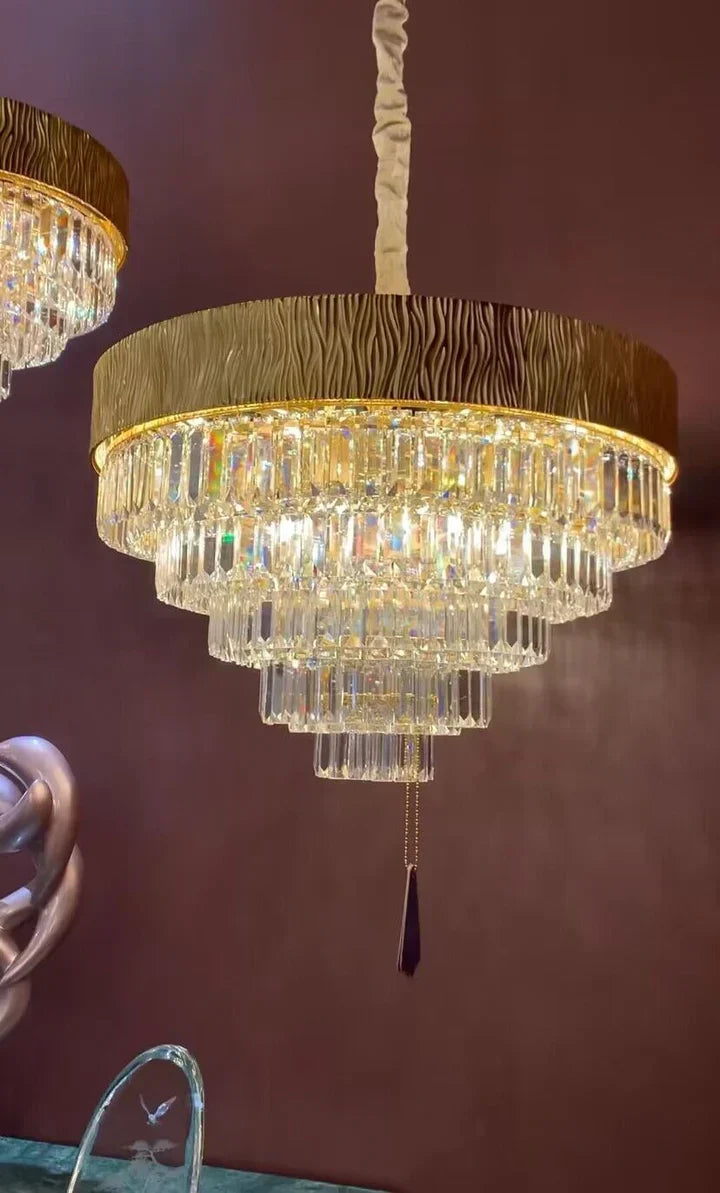 New Modern Gold Round / oval Light Luxury Ceiling Crystal Chandelier Set for Living Room / dining Room