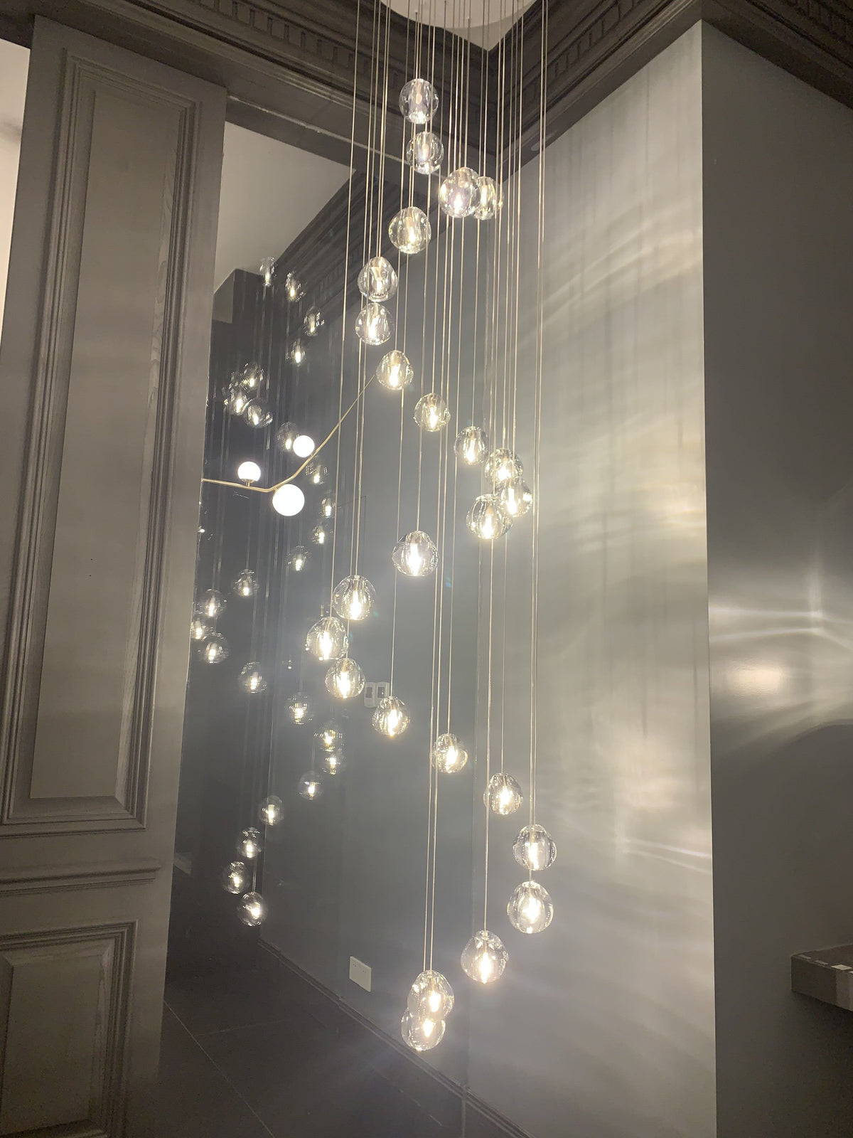 American Cascade Spiral Cherry Crystal Air Bubbles Pendant Chandelier for Staircase