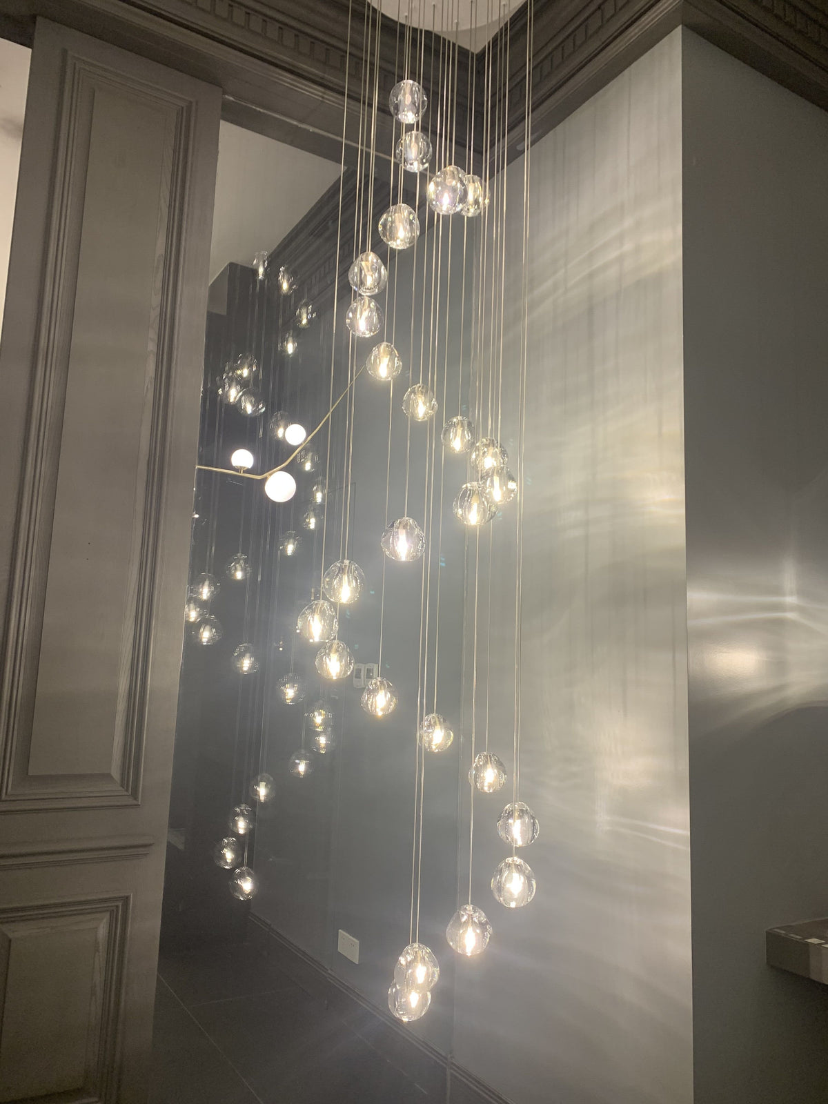 American Cascade Spiral Cherry Crystal Air Bubbles Pendant Chandelier for Staircase