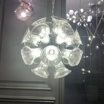 Extra Large Artistic Globe Morning Glory Chandelier Modern Designer Chalice Suspension Pendant Light for