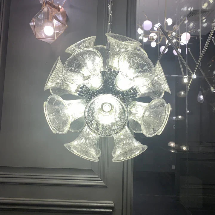 Extra Large Artistic Globe Morning Glory Chandelier Modern Designer Chalice Suspension Pendant Light for