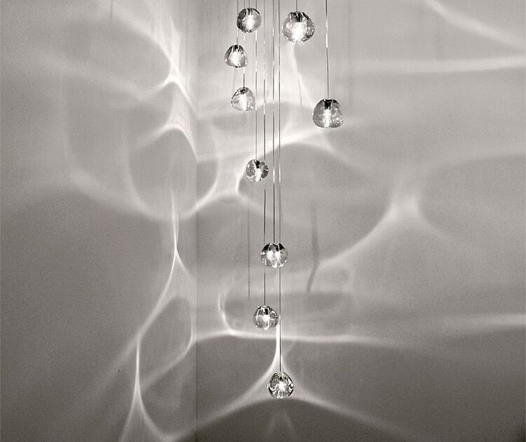 American Cascade Spiral Cherry Crystal Air Bubbles Pendant Chandelier for Staircase