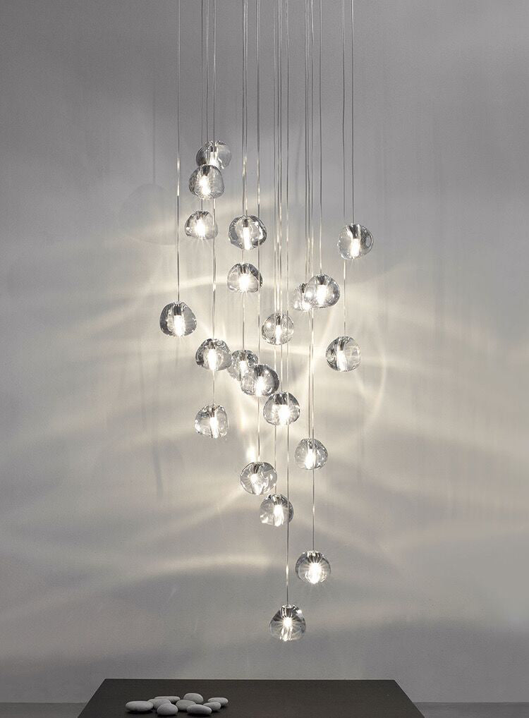 American Cascade Spiral Cherry Crystal Air Bubbles Pendant Chandelier for Staircase
