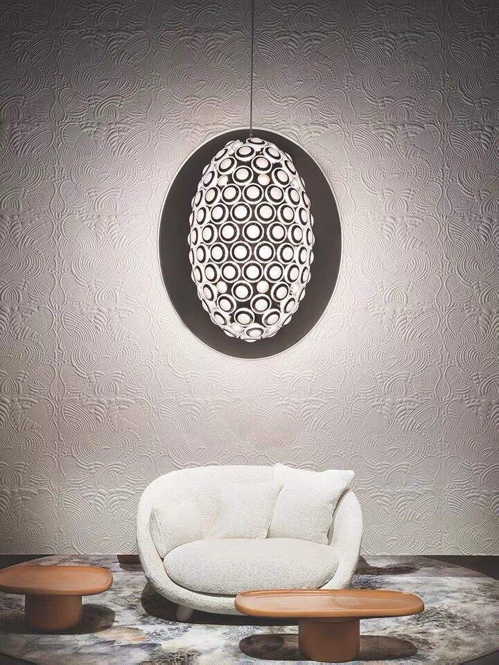 Modern Art Egg-Shaped Chandelier Iconic Eyes LED Pendant Light for Dining Room / living Room