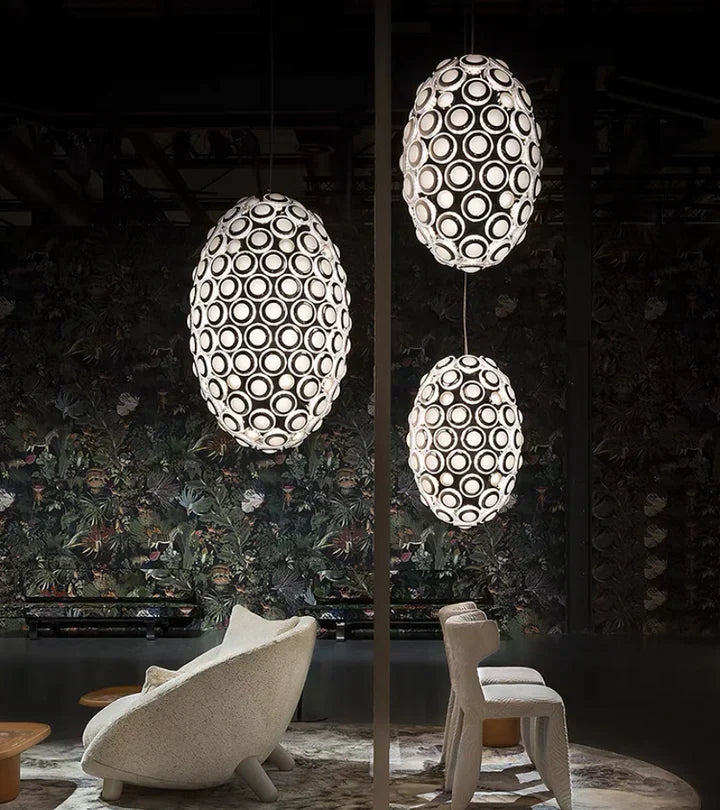 Modern Art Egg-Shaped Chandelier Iconic Eyes LED Pendant Light for Dining Room / living Room