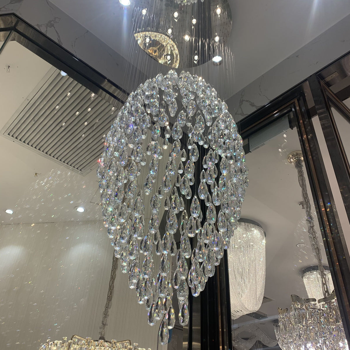 Extra Large Modern Ball Ceiling Crystal Chandelier for Staircase / big-Foyer,hallway,entryway