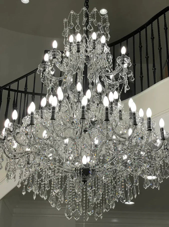 Traditional Candle-Shaped Crystal Chandelier with K9 Crystal Finish for Staircase Foyer Living