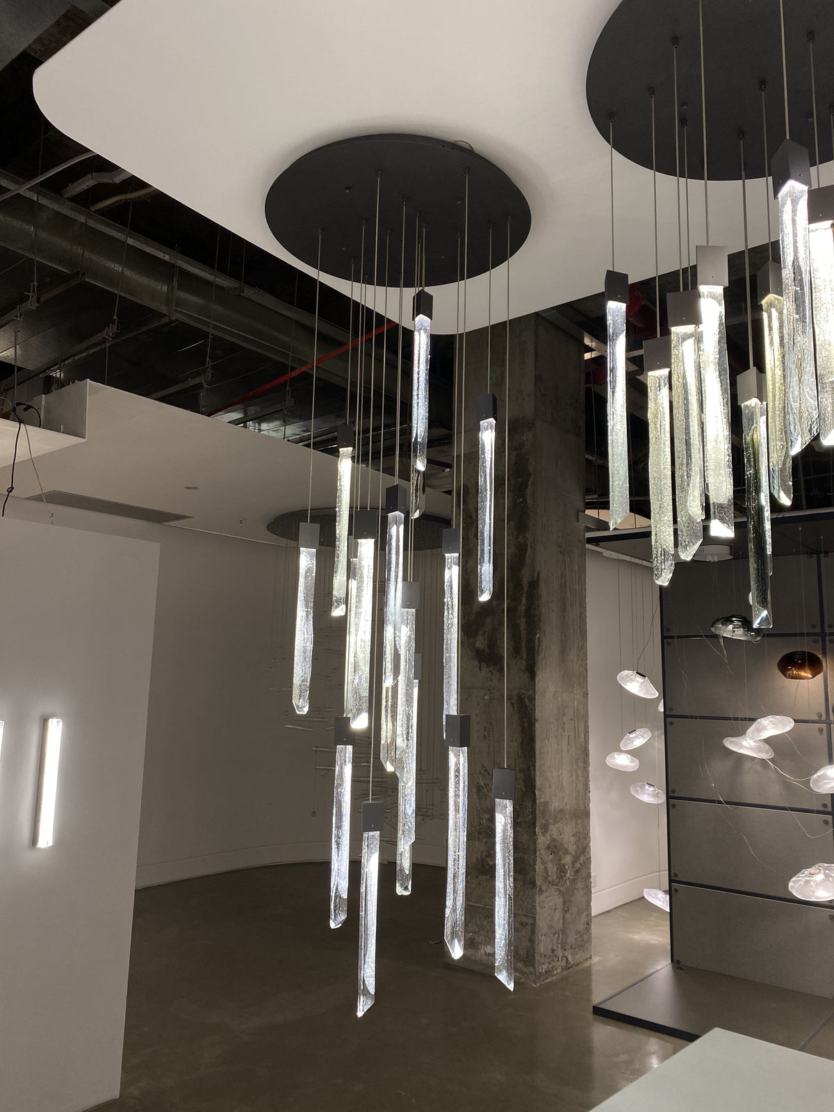 Modern Ash Black Round / rectangle Crystal Sticks Chandelier for Dining Room / living Room / staircase