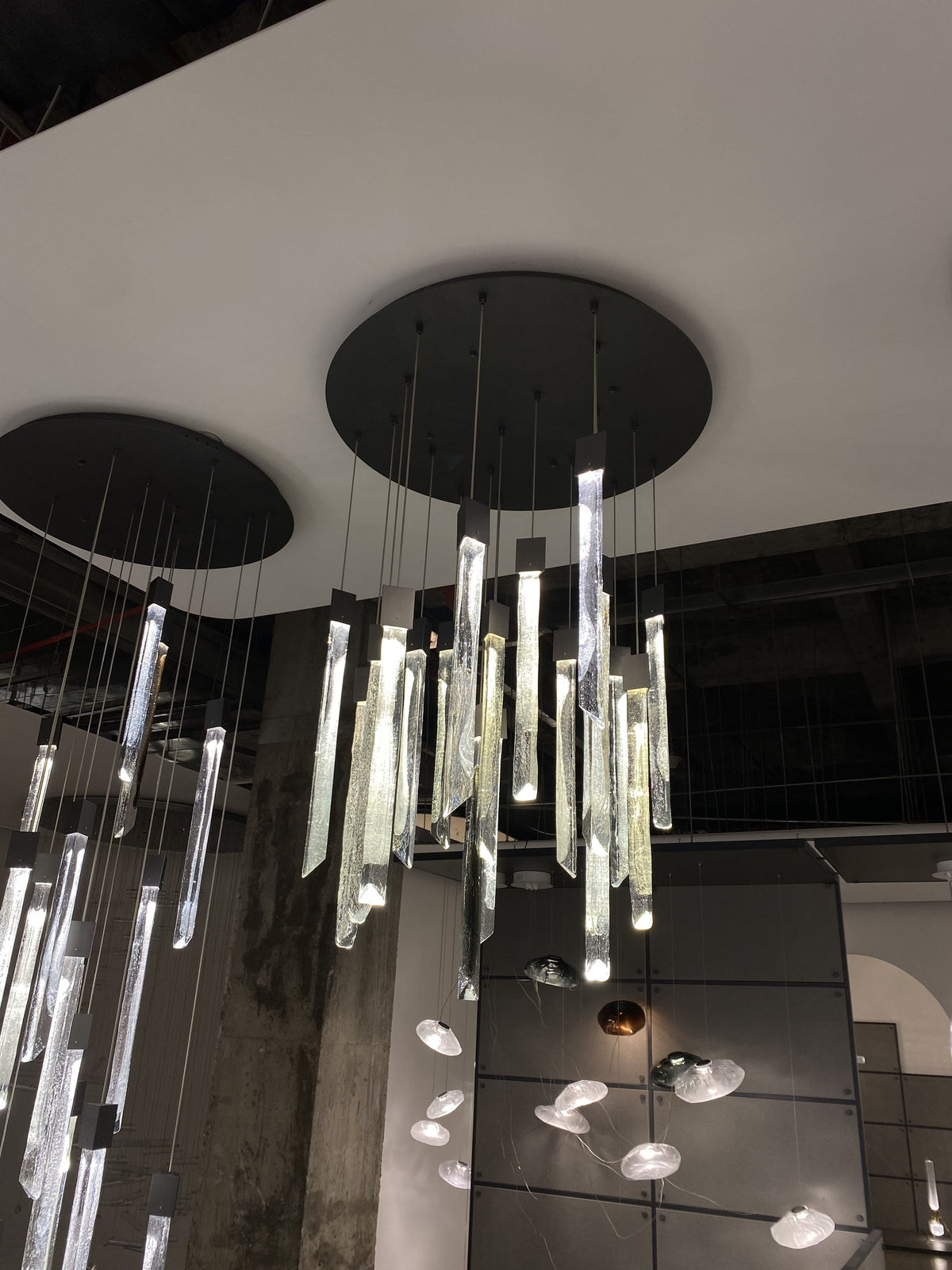 Modern Ash Black Round / rectangle Crystal Sticks Chandelier for Dining Room / living Room / staircase