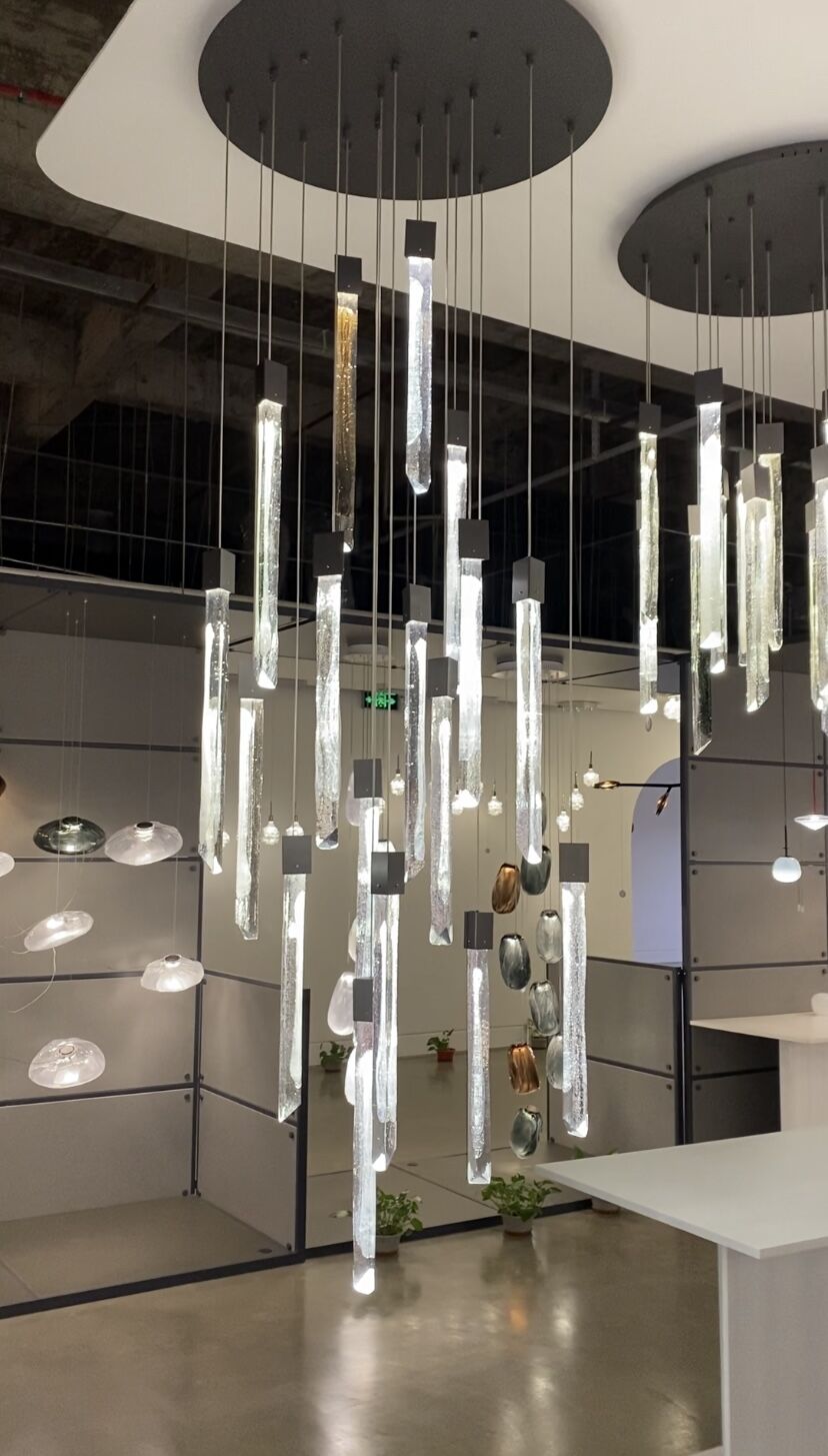 Modern Ash Black Round / rectangle Crystal Sticks Chandelier for Dining Room / living Room / staircase