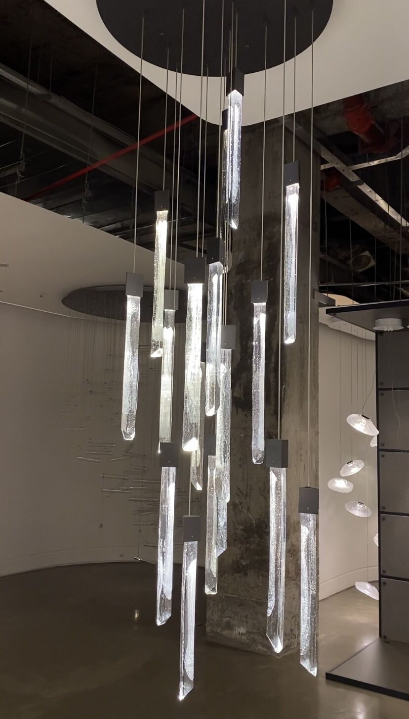 Modern Ash Black Round / rectangle Crystal Sticks Chandelier for Dining Room / living Room / staircase