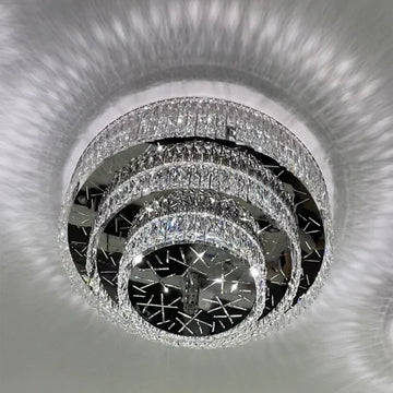 Oversized Modern Creative Flush Mount Round Multi-Layers Crystal Pendant Chandelier for Living / dining Room /