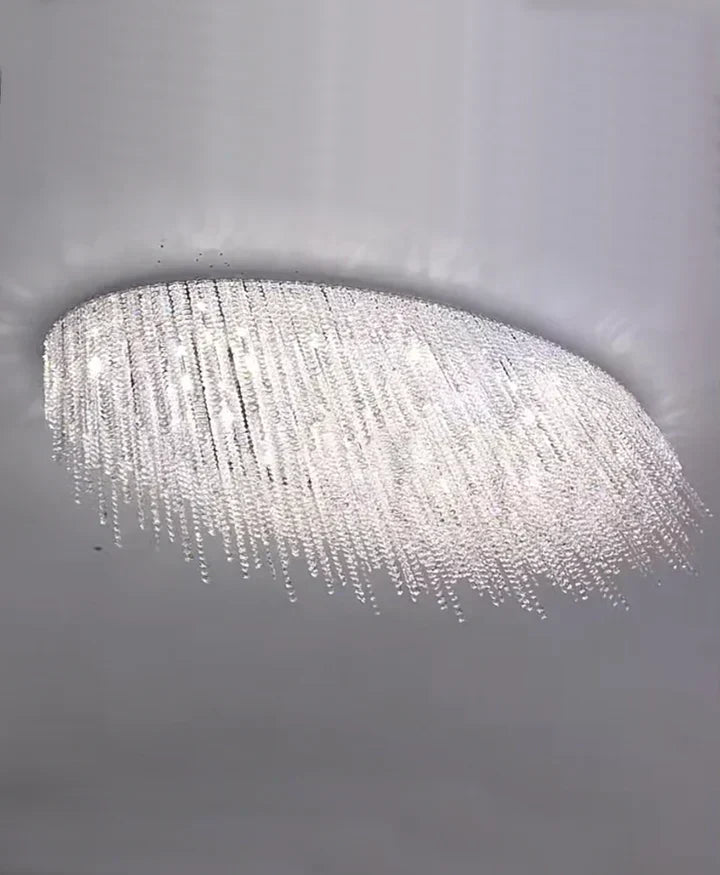 Modern Luxury Tassel Flush Mount Oval / round Crystal Chandelier Set for Living Room / bedroom / dining Room