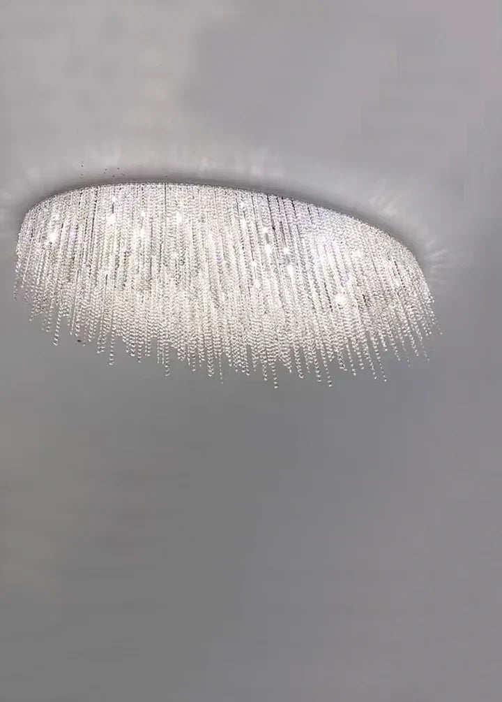 Modern Luxury Tassel Flush Mount Oval / round Crystal Chandelier Set for Living Room / bedroom / dining Room