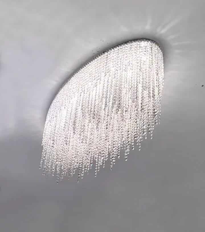 Modern Luxury Tassel Flush Mount Oval / round Crystal Chandelier Set for Living Room / bedroom / dining Room