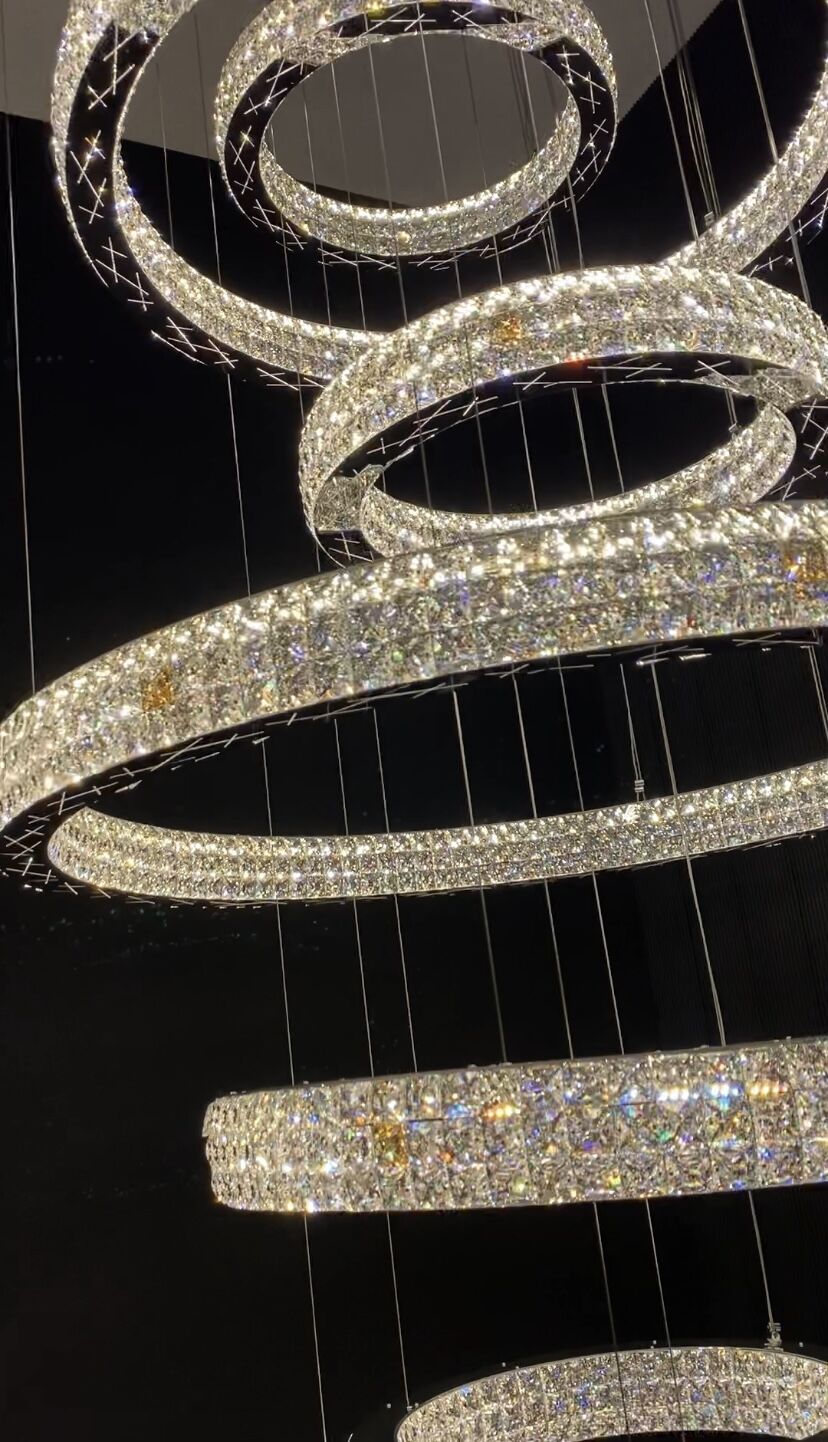 New Modern Light Luxury Oversized Multi-Tiered Rings Crystal Chandelier for Staircase / duplex / high-Ceiling