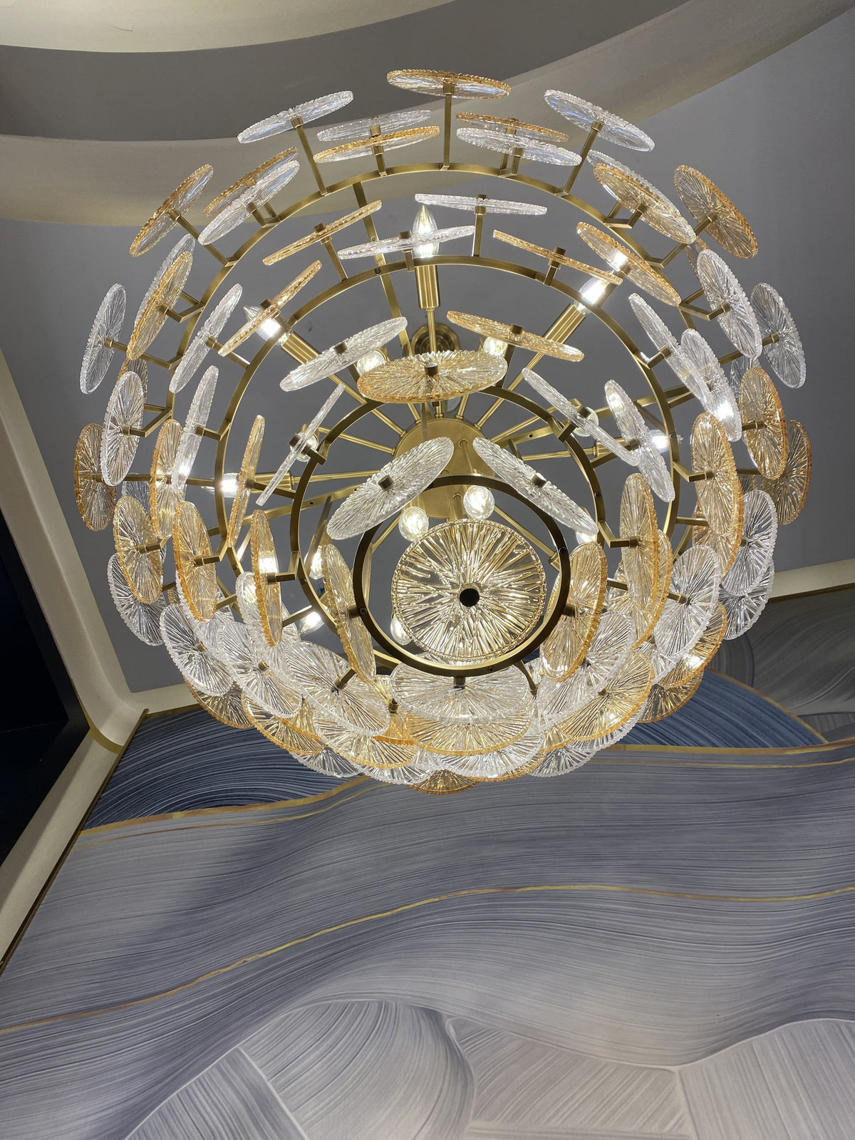Light Luxury Art Design Creative Round Multi-Tiered Glass Chandelier for Living Room / bedroom