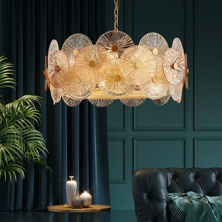 Light Luxury Art Design Creative Round Multi-Tiered Glass Chandelier for Living Room / bedroom