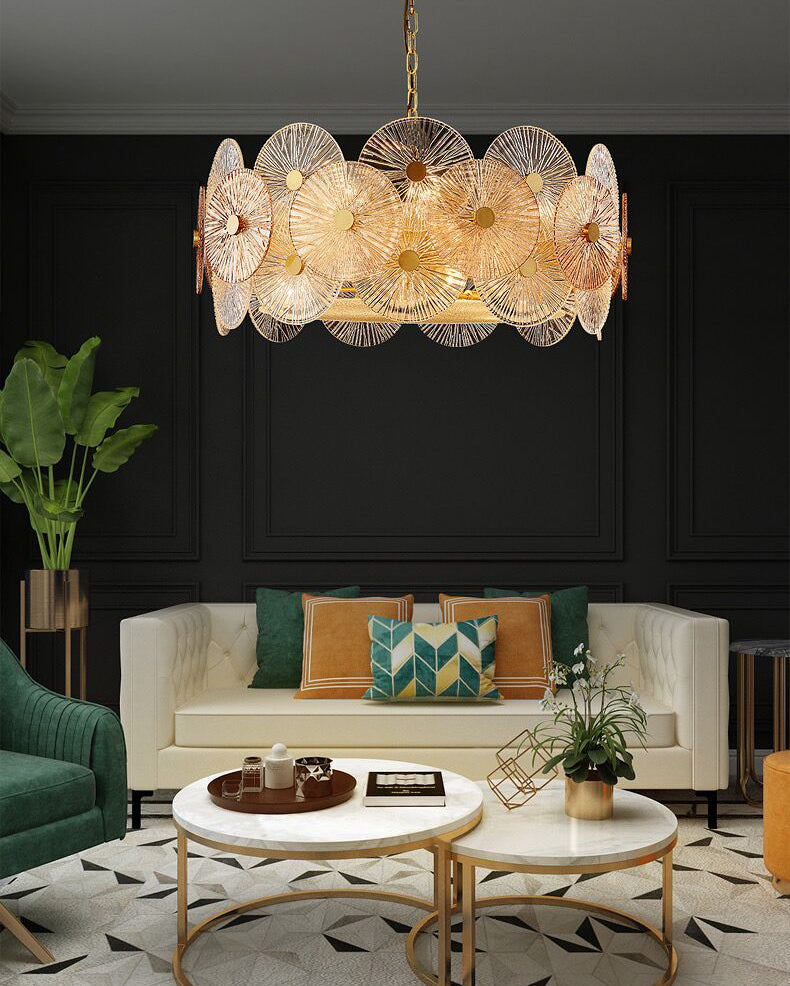 Light Luxury Art Design Creative Round Multi-Tiered Glass Chandelier for Living Room / bedroom
