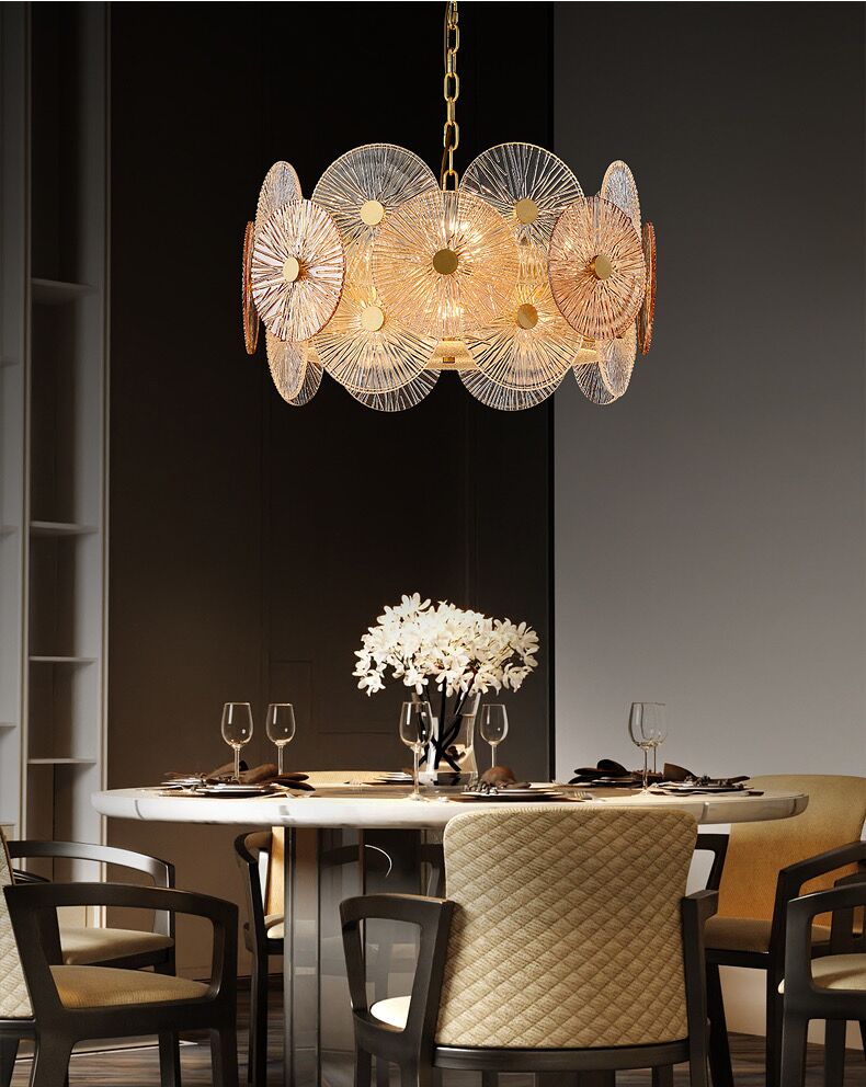 Light Luxury Art Design Creative Round Multi-Tiered Glass Chandelier for Living Room / bedroom
