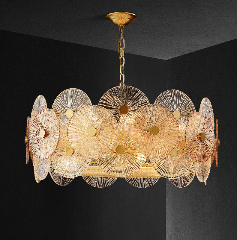 Light Luxury Art Design Creative Round Multi-Tiered Glass Chandelier for Living Room / bedroom