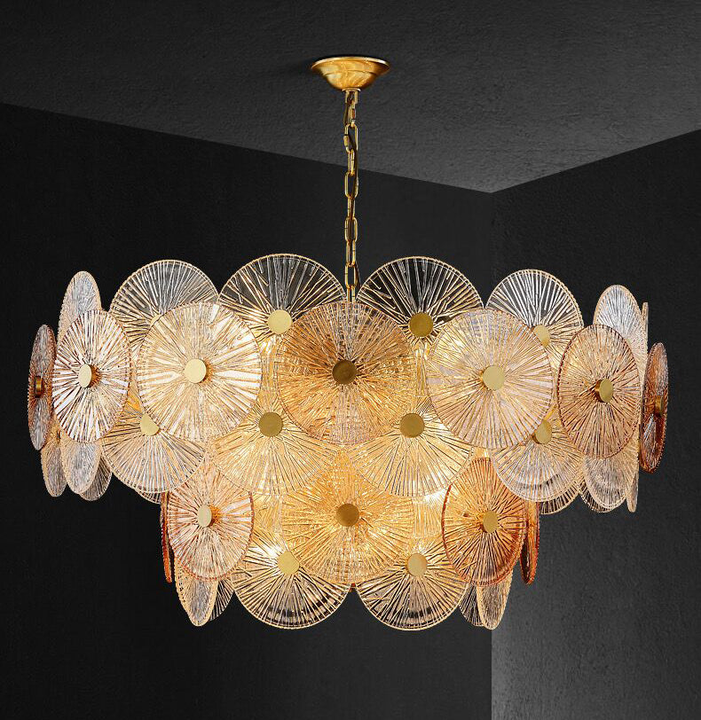 Light Luxury Art Design Creative Round Multi-Tiered Glass Chandelier for Living Room / bedroom