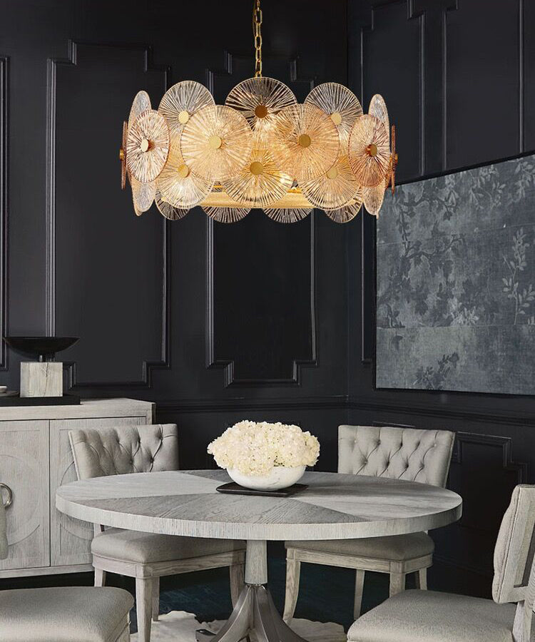 Light Luxury Art Design Creative Round Multi-Tiered Glass Chandelier for Living Room / bedroom
