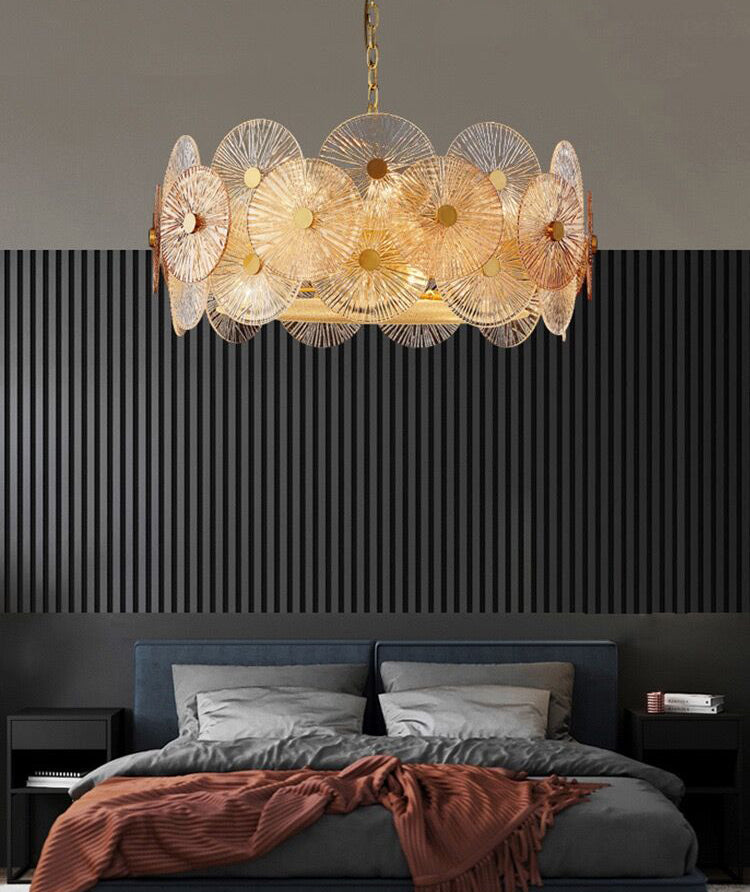 Light Luxury Art Design Creative Round Multi-Tiered Glass Chandelier for Living Room / bedroom