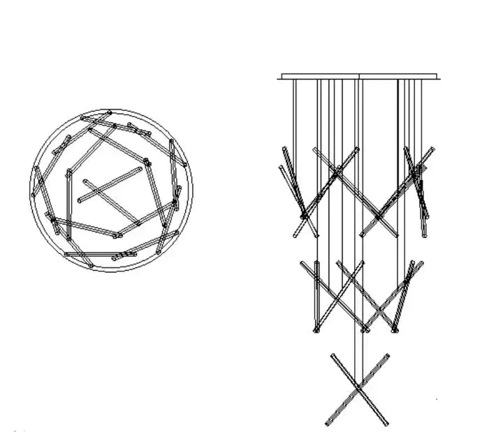 Modern Italian Creative Art Sticks Ceiling Chandelier for Living Room / staircase / hotel Lobby