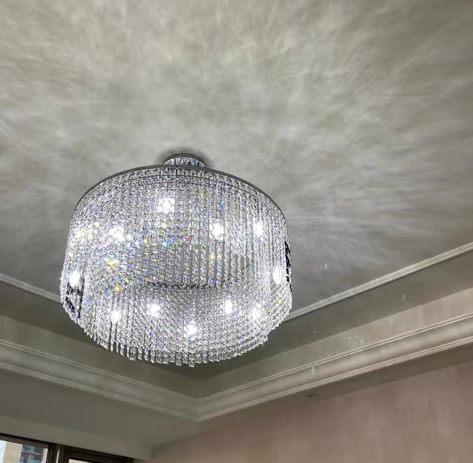 Designer Style Crystal Chandelier Elegant Round Ceiling Lighting for Living / Dining Room