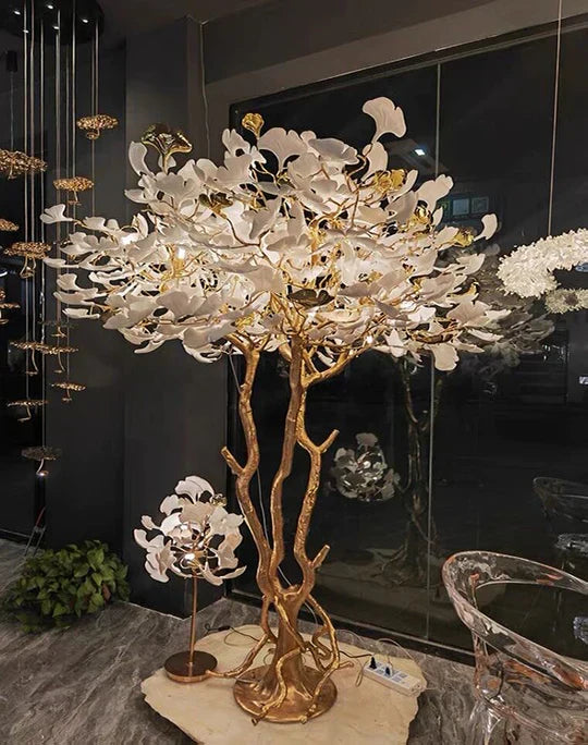 Luxury Creative Ceramic Ginkgo Branch Floor Lamp