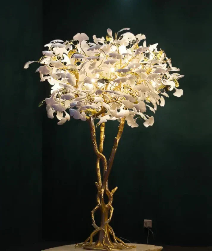 Luxury Creative Ceramic Ginkgo Branch Floor Lamp