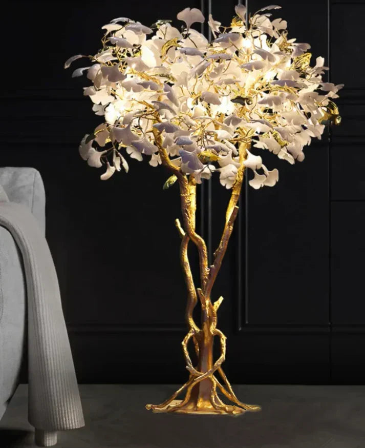 Luxury Creative Ceramic Ginkgo Branch Floor Lamp