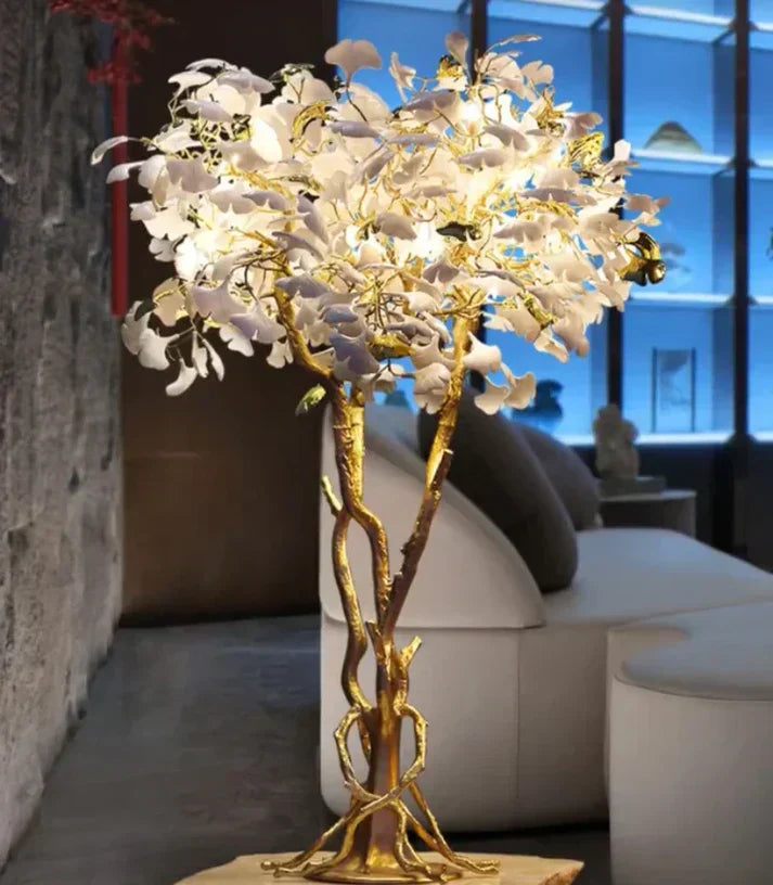 Luxury Creative Ceramic Ginkgo Branch Floor Lamp