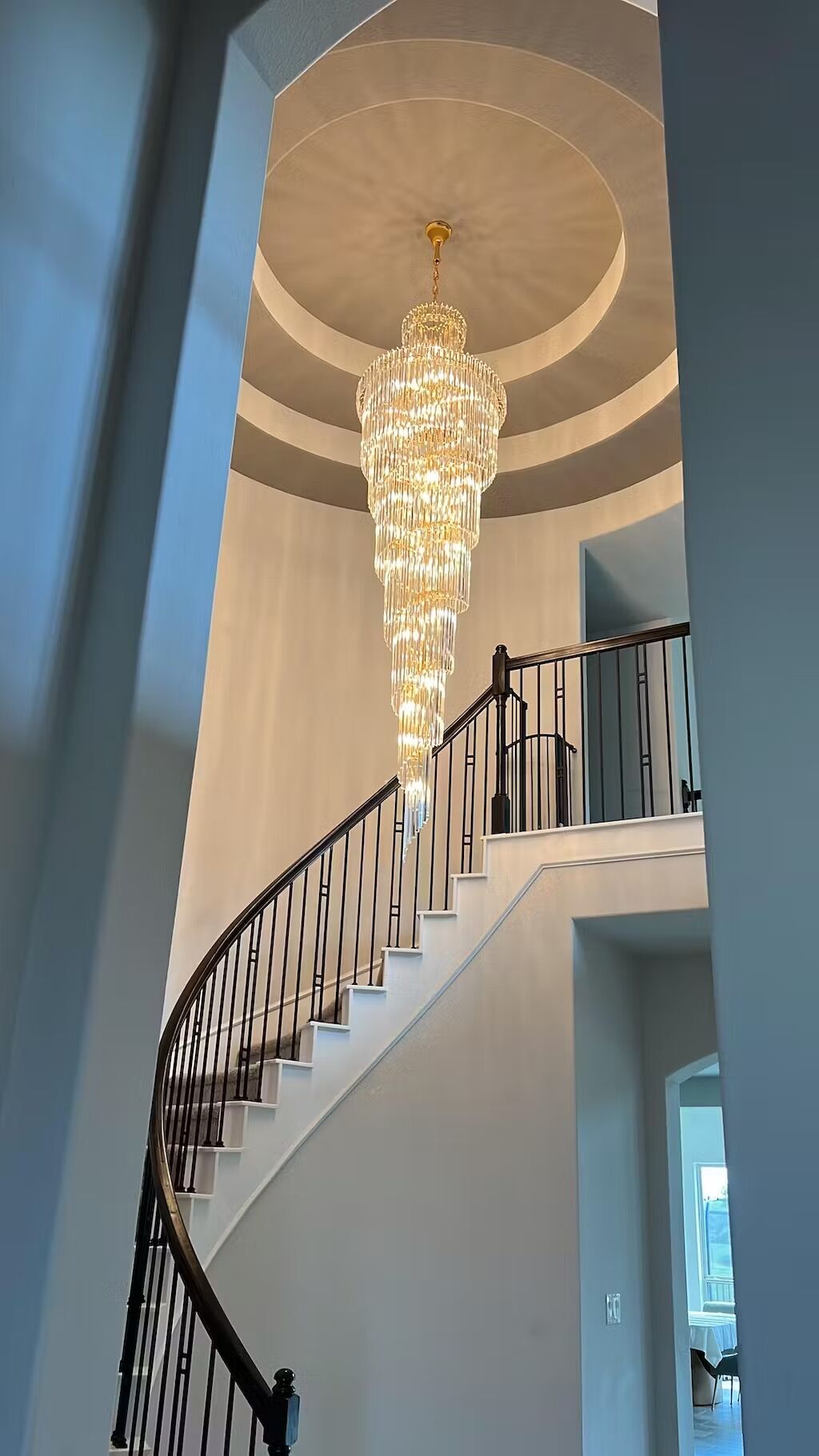 Extra Large Tiered Spiral Crystal Chandelier for High Ceiling