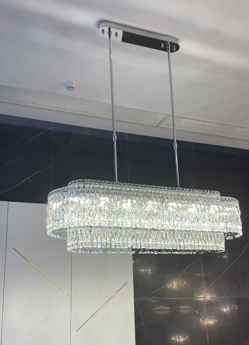 Stunning Modern Rectangle Ceiling Light Crystal Chandelier for Dining Table / coffee Table / living Room /