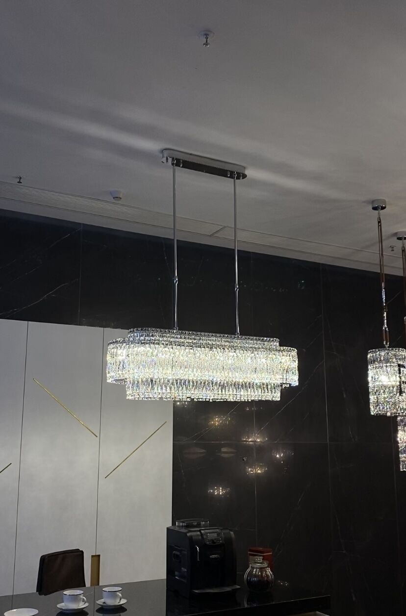 Stunning Modern Rectangle Ceiling Light Crystal Chandelier for Dining Table / coffee Table / living Room /