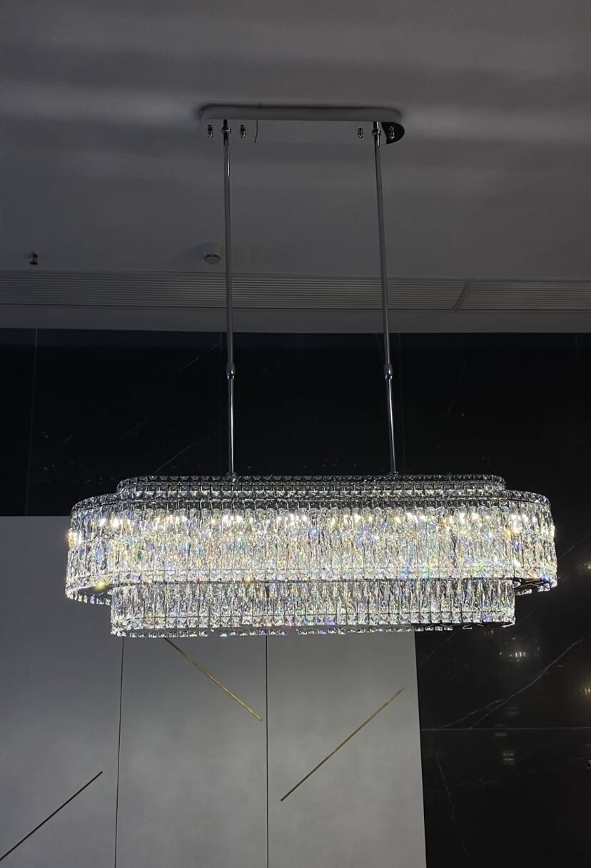 Stunning Modern Rectangle Ceiling Light Crystal Chandelier for Dining Table / coffee Table / living Room /