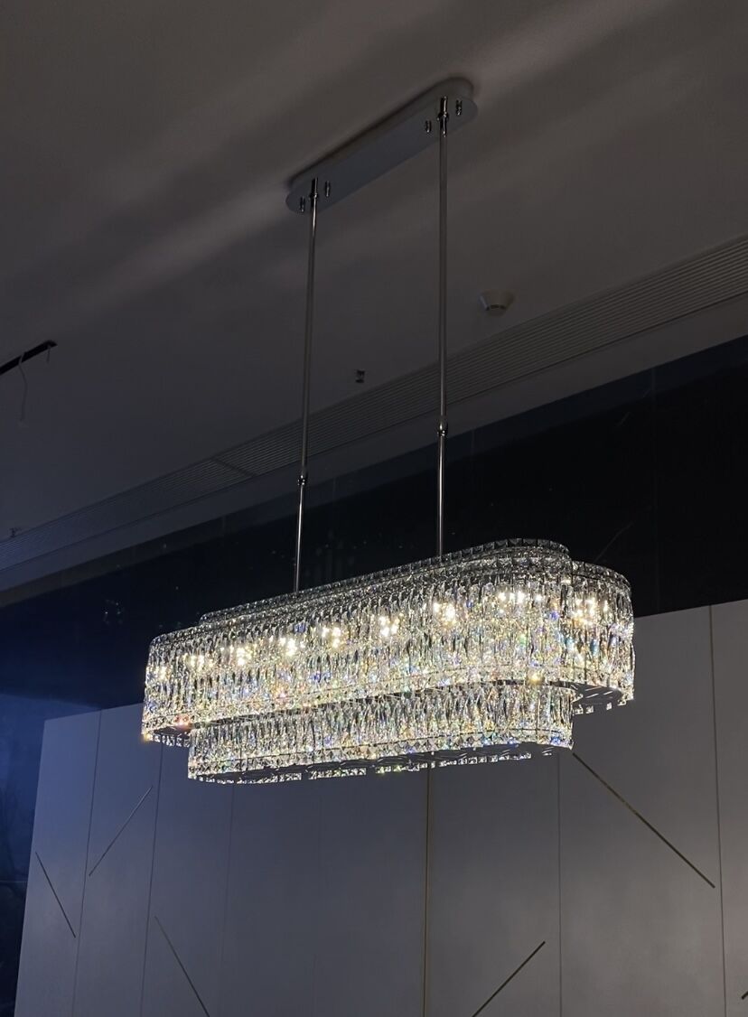 Stunning Modern Rectangle Ceiling Light Crystal Chandelier for Dining Table / coffee Table / living Room /